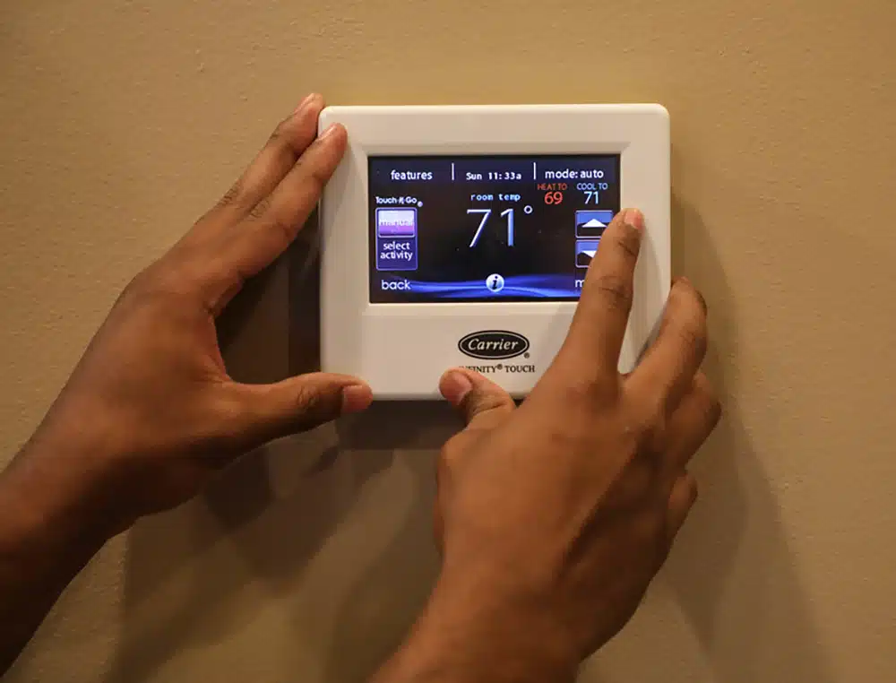 Touch thermostat in residential home in Warrenton, VA.